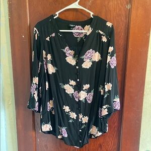 Floral Black Top